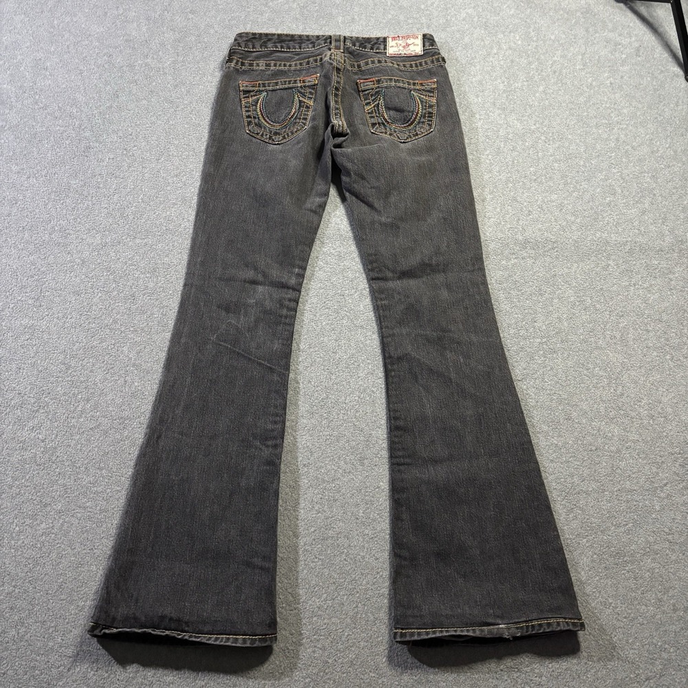 True Religion Bobby Big T Rainbow Jeans Grey Flare Low Rise 26 USA 05-500MBTE